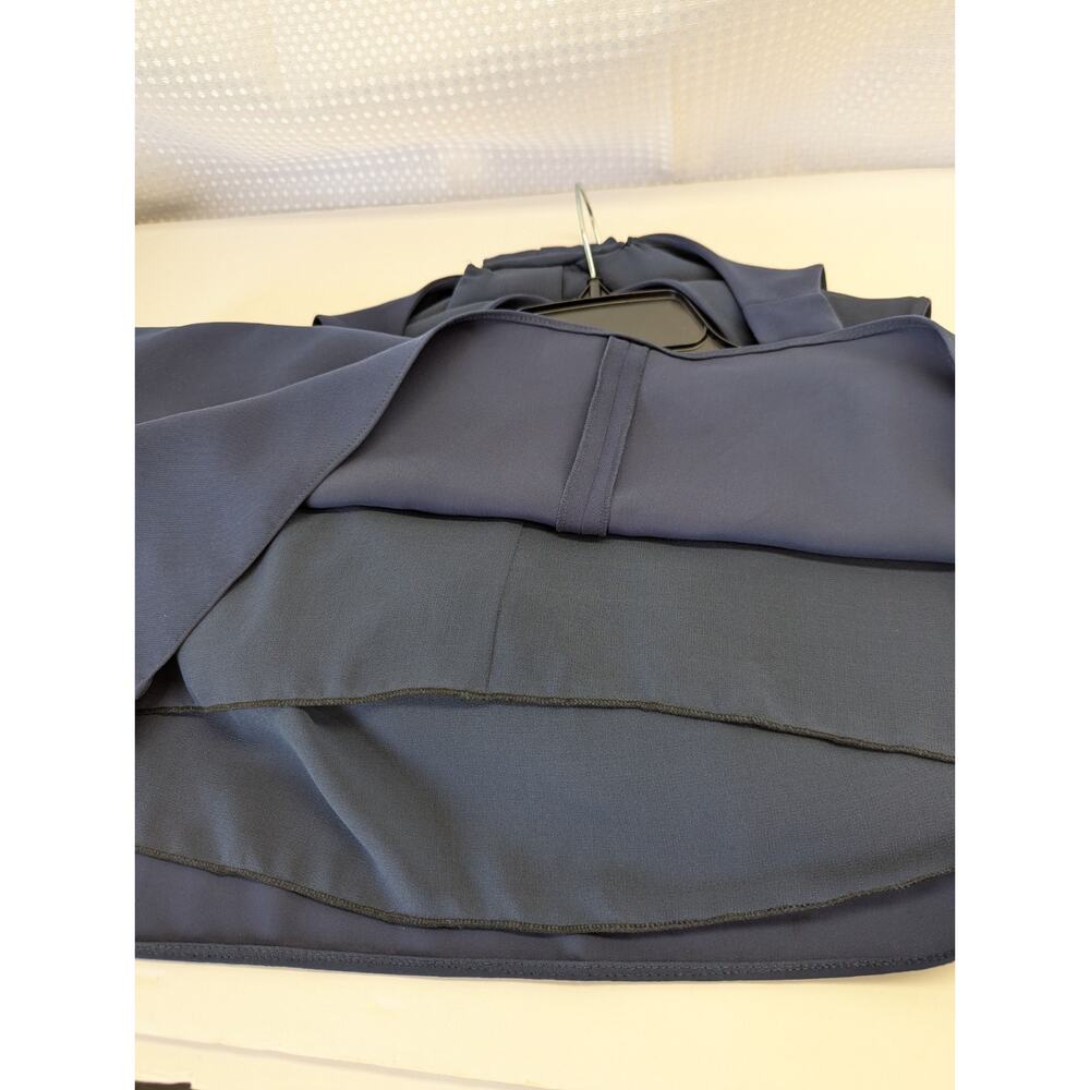 Emporio Armani Navy Blue Sleeveless Shift Dress Pleated Front,Size Cut Off, 12 - Picture 6 of 14